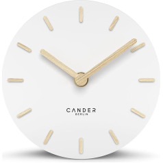 Cander Berlin MNU 2515 F Table Clock Silent No Ticking 15 cm Analogue Battery Operated White MDF Wooden Hands