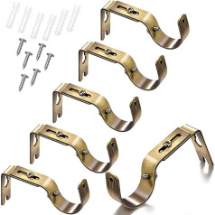 Pack of 6 Curtain Rod Brackets General Adjustable Curtain Brackets Support Brackets Curtain Rod Bracket Hooks with Screws for 1 Inch Diameter Curtain Rod (Green Bronze)
