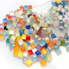 Lxoraziy 1000g Colourful Crystal Mosaic Tiles, Small Mini Mosaic Tiles for Crafts, 1 x 1 cm, for Bathroom, Kitchen, Home Decoration, DIY Art Projects (About 1100 Pieces)