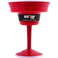 Red Cup Living RCL 15 oz Plastic Margarita Glass with Stem Red Taquila Glass BPA Free Giant Stem Wine Martini Tumbler Dishwasher Safe Perfect for Patio Parties, Easter Parties
