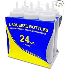 New Star 26238 Wide Mouth Plastic Squeeze Bottles, 24-Ounce, Clear, Set of 6