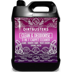 clean and deodorise 3 in 1 concentrate 1 X 5 litres spring fresh professional carpet and upholstery extraction shampoo solution cleaner With spring Fresh Odour Neutraliser reactivating treatment. Suitable For all Carpet Cleaning extraction Machines, safe 