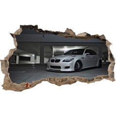 3D Wall Sticker Wall Sticker Breakthrough Car Motorcycle Car Self-Adhesive H 60 x W 100 cm Bedroom Living Room (WL13)