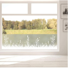 Privacy Film Window with Reeds and Grasses Motif, Maritime Window Film Opaque, Frosted Glass Film, Maritime Window Decoration Film, Window Decoration Maritime, Window Adhesive Film