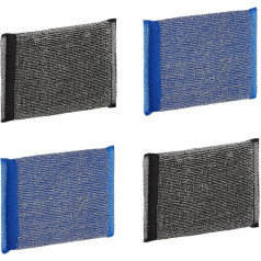 MAYA Stainless Steel Scouring Sponge For Kitchen and Stainless Steel Cleans Without Scratching Leaves No Fibre Residue Dimensions 13x9cm Pack of 4 Scouring Pads (Blue and Black)