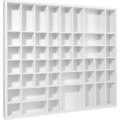 Creative Deco White Wooden Storage Box Wooden Tray 51 Compartments 52 x 46 x 5 cm Painted Wood Sorting Storage Shelf Box Printer Display Case Perfect for Decoupage, Storage, Decoration