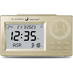 Al salama Muslim Prayer Alarm Clock Digital LCD Automatic Islamic Table Clock Multifunction Azan Clock Time Reminder (Gold)