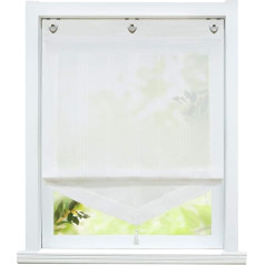 Roman Blind No Drilling Curtains Kitchen Country House Roman Curtains with Eyelets Transparent Eyelet Blind Linen White W x H 60 x 140 cm 1 Piece
