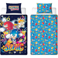 Officially Licensed Sonic the Hedgehog Design Gaming Single Duvet Cover Set | Reversible 2 Sided Bedding with Tail and Ankles Includes Matching Pillowcase | Perfect for Nursery