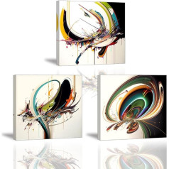 Piy Painting Wall Pictures Set of 3 Abstract Canvas Pictures 30 x 30 cm Wall Decorations Picture on Canvas, Art Prints on Canvas with Inner Frame Pictures Living Room Modern for Kitchen Bathroom