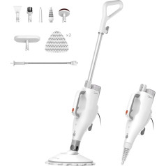 Midea MSM2115WW 10 in 1 Steam Mop Kills 99.9% of Bacteria without Chemical Residue, Meets Various Cleaning Scenes - White and Silver