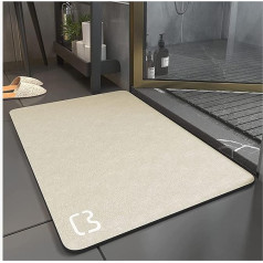 Absorbent Bath Mat, Non-Slip Microfibre Bath Mat, Shower Mat, Non-Slip Quick Drying, Rug for Living Room, Kitchen and Toilet (Beige, 50 x 80 cm)