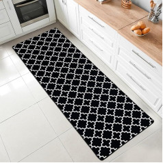 Living Room Rug, Short-Pile Modern Geometric Non-Slip Floor Carpet, Hallway Rug, Gel Runner, Black White (Black, 100 x 200 cm)