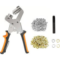 Twilight Garage Eyelet Pliers Set with 200 Eyelets (Diameter 10 mm), Eyelets for Tarpaulins, Eyelet Press, Magnetic Eyelet Press Made of Stainless Steel for Leather, Belts, Awnings, Fabrics,