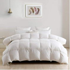 DWR Summer Down Duvet 220 x 240 cm, Lightweight Summer Duvet 220 x 240 cm, Duvet Made of Goose Down and Feathers, Breathable Quilt, Oeko-Tex Duvet and RDS, Heat Class 1, White