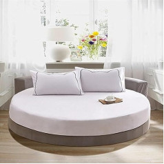 Round Fitted Sheet 220 x 220, 100% Cotton Flat Sheet, Breathable Soft, White, Round Fitted Sheets for Box Spring Bed, Suitable for Mattress up to 25 cm