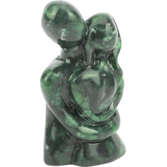 Hugging Couple Statues Green Natural Jade Lovers Statue, Hand Carved Small Art Couple Sculpture, Pocket Art Figure for Home Office Decoration