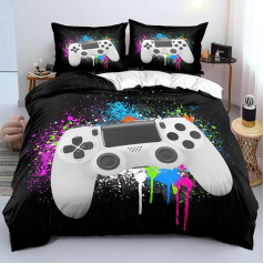 Gamepad Children's Bed Linen 155 x 220 cm for Teenagers Children Bedroom Decor Colourful Tie Colour Modern Game Controller Gamepad Duvet Cover Set and 2 Pillowcases 80 x 80 cm