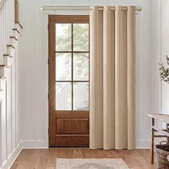 MIULEE Opaque Curtains with Eyelets Beautiful Soft Blackout Curtains for Blackout Rooms Curtains Blackout Bedroom Living Room Thermal Curtain Cold Protection Beige 200 x 245 cm (Pack of 1)