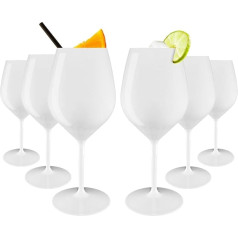 WUITOKI White Plastic Wine Glasses Set of 6 51cl Dishwasher Safe Unbreakable BPA Free Use Events Party Picnic Camping