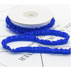 WANYI 10 Yards Lace Ruffle Trim 1 cm Wide Lace Ribbon Vintage Lace Trim and Ribbons for Sewing Elasticity Pleated Border Fabric for DIY Embellishment Craft Decoration (Blue 03)