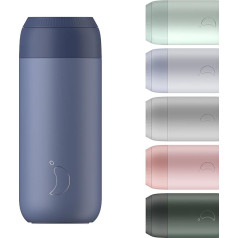Chilly's Series 2 Insulated Coffee Mug, Double-Walled Cup with Lid, BPA-Free Stainless Steel, Whale Blue, 500 ml