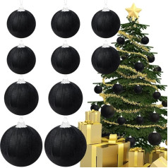 Pack of 10 Hanging Decoration Factory Wrapped Ball Bulk Velvet Decoration Delicate Handmade for DIY Birthday Party Window Display Black