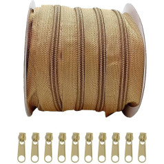 Roll of 25m 3# Endless Continuous Nylon Zippers, Craft Bags, Action Tent, with 10 Free Sliders, Metal Zippers for Sewing (3465 3#)