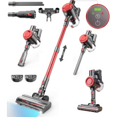 OLAYMEY Battery Vacuum Cleaner 50 Min, Vacuum Cleaner Wireless 40000Pa Super Quiet Freestanding, Battery Vacuum Cleaner with Anti-Tangle Wireless Vacuum Cleaner for Pet Hair, Hard Floors, Carpet, Car,