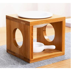 MINGJIANG Ceramic Bamboo Essential Oil Burner MINGJIANG Burner Oil Wax Melting Humidifier Yoga Aromatherapy Fragrance Diffuser Candle Holder for Living Room Bedroom Office