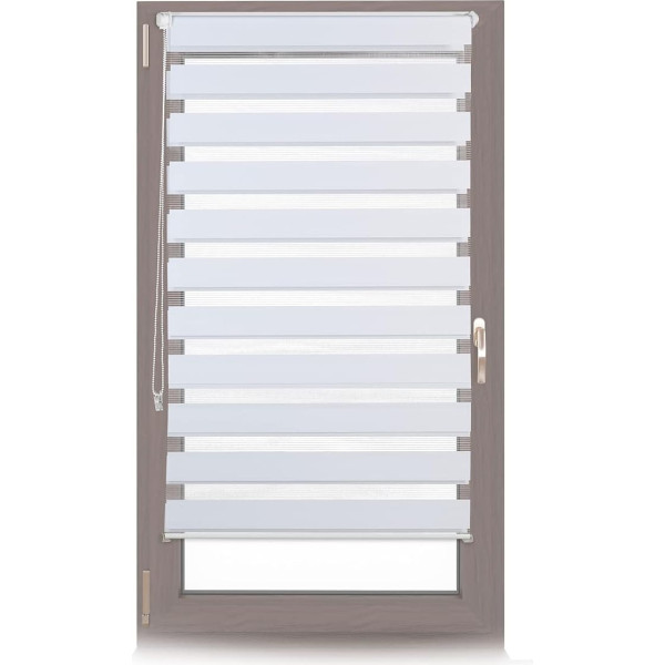 Relaxdays Double Blinds, Klemmfix without Drilling, Side-Pull Shades, Duo Roller Blinds for Windows, Fabric, 70x150 cm, White