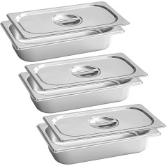Breading Set Made of Stainless Steel, 3 Pieces 32.5 x 17.5 x 6.5 cm Breading Bowl Set with Lid, Bowl for Breading, Gastronorm Container Stainless Steel for Food, Cakes, Food, Cutlets, Fish