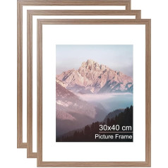 OMISHE Rustic Brown Photo Frame 3x30x40cm with Mount Wood Textured Rustic Wall Mounted Vertical