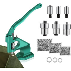 Eyelet Press Set Hand Press Machine Eyelet Punch Rivet Press Hand Press Set 3 Dies 1500 Eyelets 6/10/12 mm Rivet Nut Pliers Eyelet Pliers Set for Leather Craft DIY