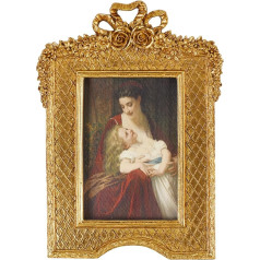 Vintage Picture Frame, Beautiful Resin Photo Frame with Glass, Gold Picture Frame for 4x6 Photos, Suitable for Wall Hanging or Table Stand, Photo Frame
