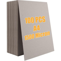 100 Sheets A4 Grey Board 1500 Micron Chipboard Sheets Grey Mount Thick Card Sheets for Model Making