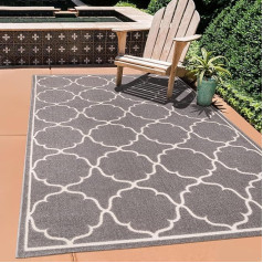 SANAT Outdoor Rug Weatherproof - Rug for Indoor and Outdoor Use - Balcony Rug Water-Repellent - Rugs for Patio, Garden, Kitchen, Bathroom or Living Room - Light Grey, 200 x 290 cm