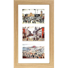 Lowry Images 3-in-1 Matchstick Men Clitheroe Market Scene, Going to Work, Fever Van Glass Front, 10 x 13.5 Inch Frame