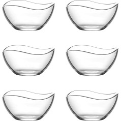 Glass Bowl Serving Bowls Set (6-Piece 310 ml) - Dessert Bowls Glass, Salad Bowl Glass and Stylish Glass Bowl - Ideal for Salads, Sauces, Ice Cream and Desserts - Scratch-Resistant Bowls