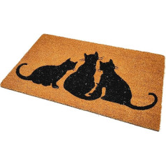 Large Thick Decorative Natural Coir Floor Mats (Cat Trio)