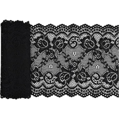 Lace ribbon, lace fabric nylon and elastane, lace trim 1 metre and 15 cm wide, suitable for sewing, DIY, dressmaking, wedding, decoration