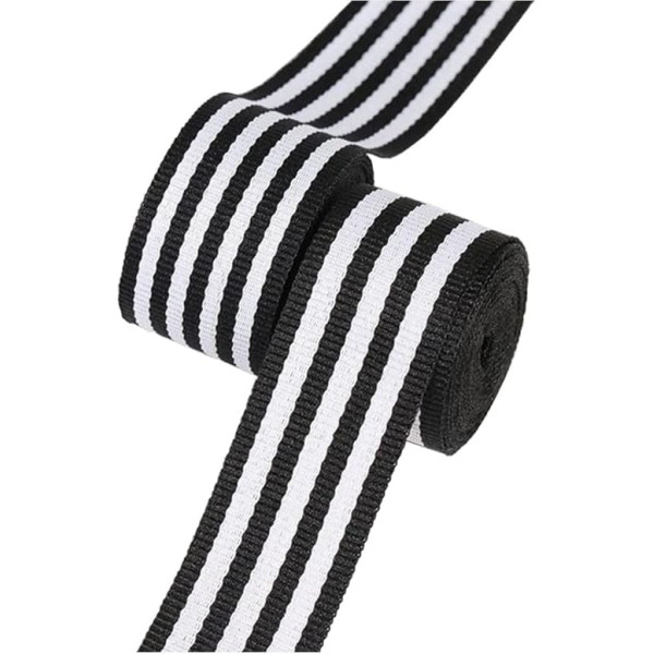 Black and White Striped Fabric Grosgrain Ribbon for Clothing, Embellishments, Wrapping, Bouquet, Gifts, Wrapping, Crafts, Decoration 25mm x 45m