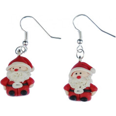 Santa Claus Earrings Christmas 3D Santa Claus - Handmade Fashion Jewellery I Earrings Silver Plated, Cotton