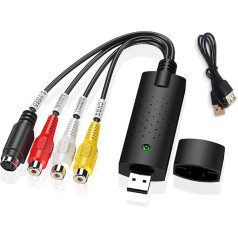 Video Grabber, Vhs Self-Digitizing, VHS to USB Video Grabber Recode Stick, VHS Digitize, Edit Videos from Any Analogue Source Including VCR DVD, for Windows 10/8/7/XP/for Mac