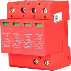 High Performance 4P 40 / 80KA 385V Home Surge Protection Flame Retardant Case 20A Low Voltage Deflector DIN Rail Mounting Electronics for Lightning Protection (4P40KA)