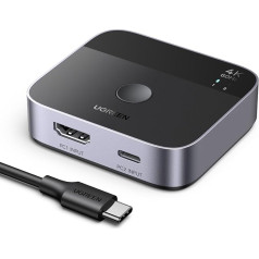 UGREEN 4K HDMI Switch 2PC USB C + HDMI Input 2X1 USB Splitter Display Screen Plug & Play, HD Audio Sync, ESD Protection for Laptop, TV Box/Stick, PC, PS5/4/3, Xbox 360/One