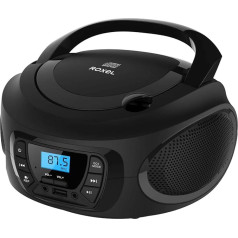 Roxel RCD-S50BT Portable Boombox CD Player with FM Radio, Wireless BT Streaming, USB MP3 Playback, AUX Input and Dual Power Option