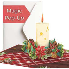 Hartensteler® Pop-Up Card Christmas Candle with Envelope - 3D Christmas Card for Children (Girls and Boys), Wife or Girlfriend - Handmade Gift Card for Winter, Christmas Time
