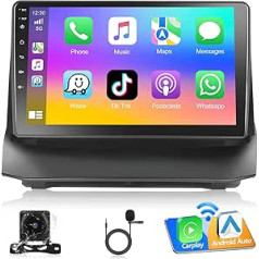 Podofo 2+64G Car Radio for Ford Fiesta 2009-2014 with Wireless Carplay, 9 Inch Android 13 Car Radio with Screen, Bluetooth, HiFi, Android Car, WiFi, GPS, RDS + Reversing Camera & Microphone