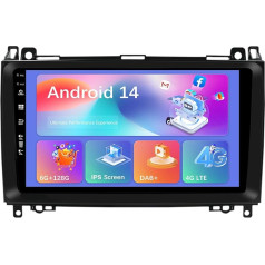 Built-in 4G/DAB+ Android 14 Car Radio for Mercedes-Benz A-Class W169/B-Class W245/Viano/Vito W639/Sprinter W906 - 6G+128G Camera + Mic - 9 IPS Inch - SWC/Carplay/DSP